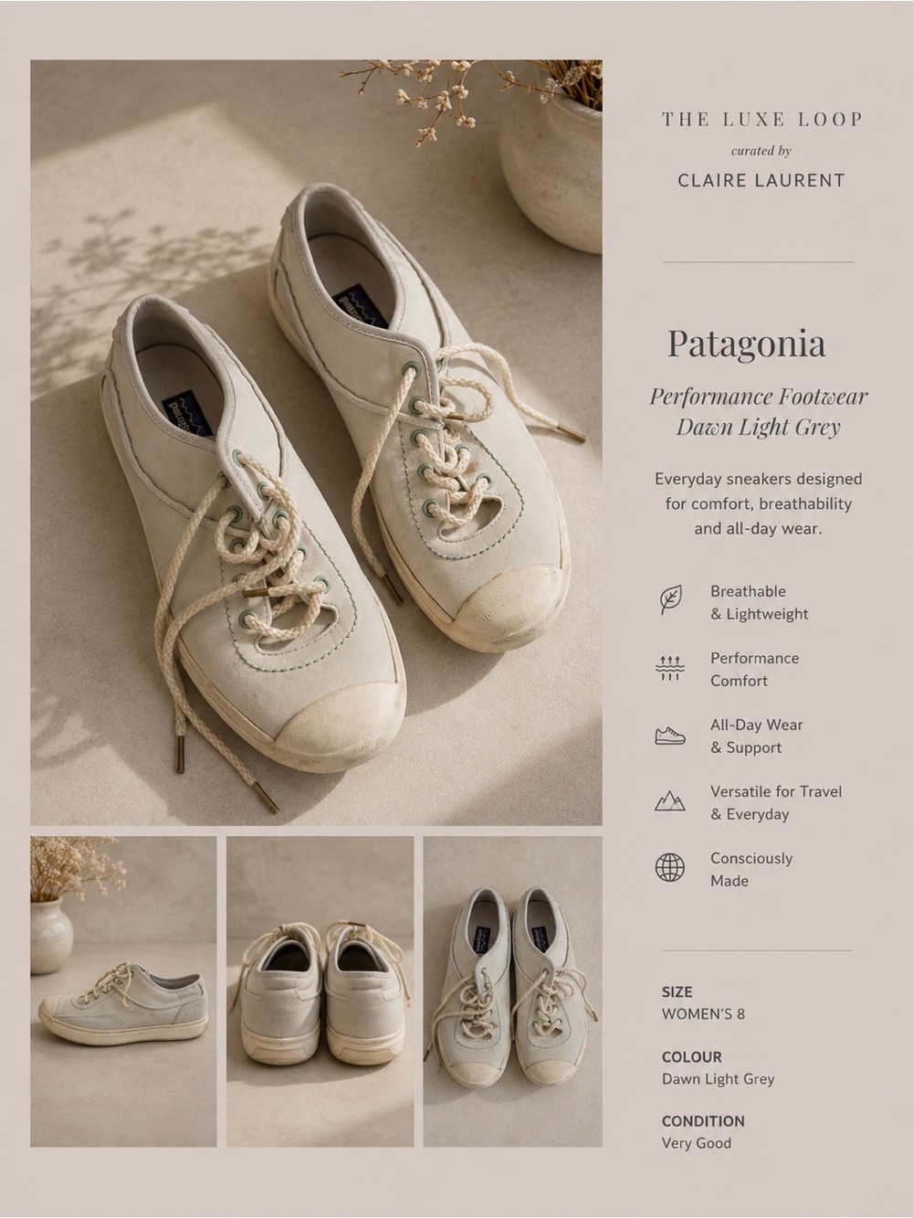 Patagonia Dawn Light Grey Women's Casual Sneakers